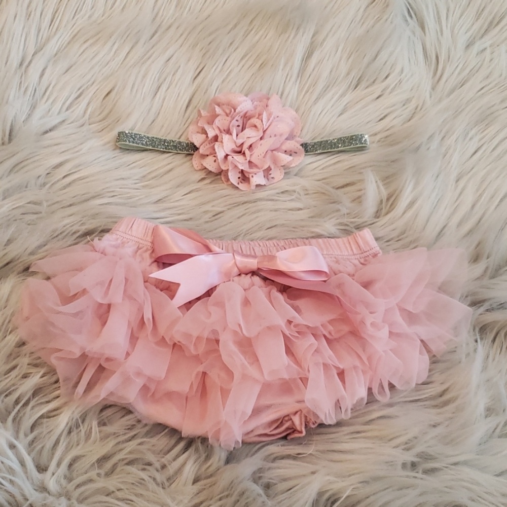 Baby Girl Ruffle Bottom Tutu Bloomer Headband Set